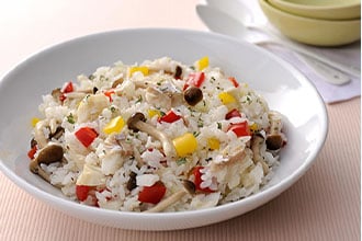 電子レンジで作る 魚ときのこのピラフ風