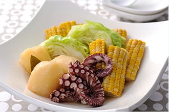 たこと洋野菜の蒸し煮